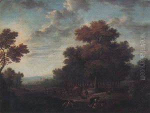 Extensive Landscape With Travellers Near A Stream