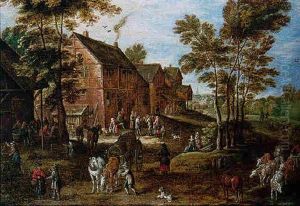 Scene Villageoise Animee by Joseph van Bredael