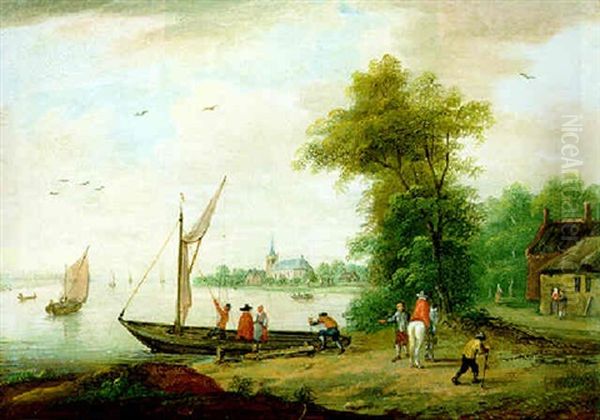 Ein Reiter Am Ufer Einer Fluslandschaft - view 1