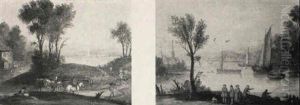 An Extensive River Landscape With A Horse-drawn Cart On A Path