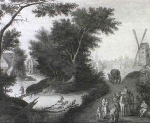 Wooded Landscape With Peasants Unloading A Cart