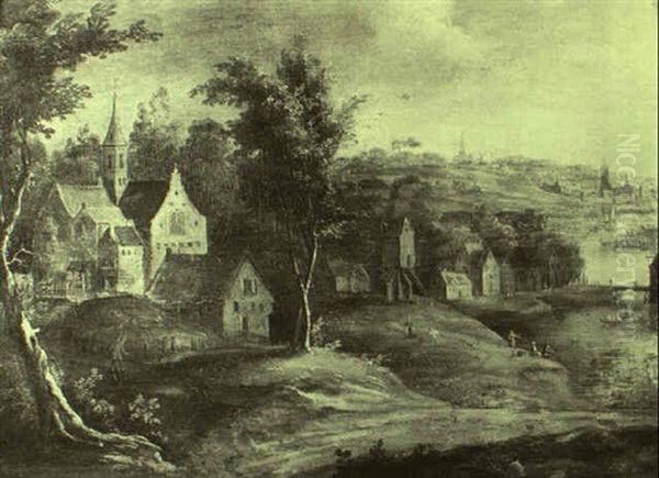 Village With A Windmill On The Banks Of A River - view 1