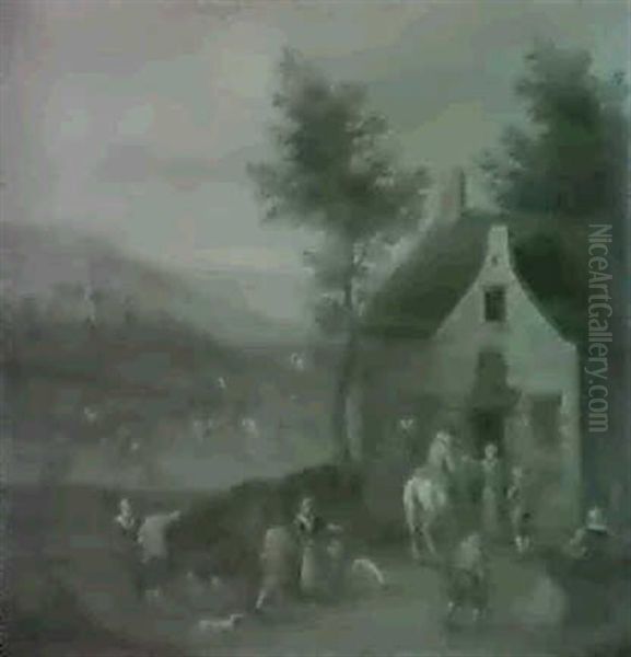 Landscape With Riders And Other Figures Beside A House - view 1
