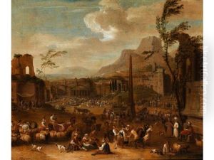 Landschaft Mit Figuren Und Gebauden Landschaft Mit Figuren Und Gebauden