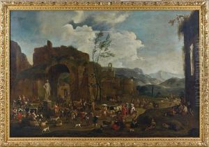 Scene De Marche De Bestiaux Anime De Personnages by Peeter van Bredael