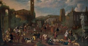 Scene De Marche Aux Bestiaux by Peeter van Bredael