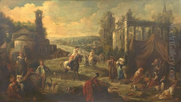 Campement De Bohemiens Dans Des Ruines Romaines - view 1