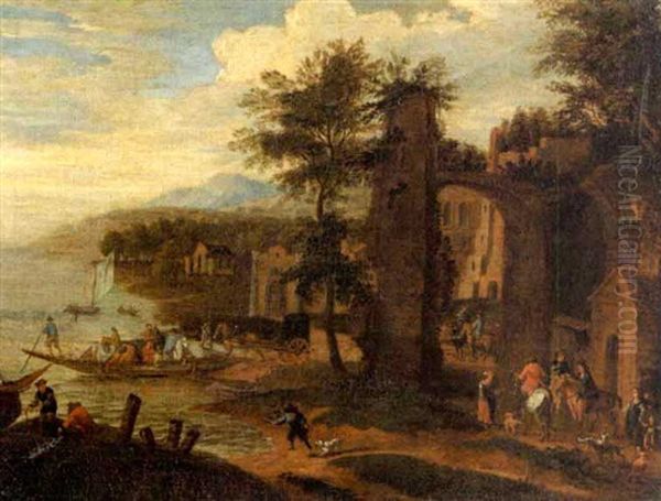 Paysage Fluvial Avec Des Personnages - view 1