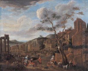 Zuiders Markttafereel Met Antieke Ruines