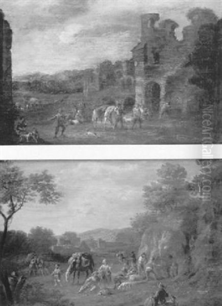 Le Repos Des Cavaliers Pres De Ruines Antiques - view 1
