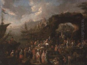 An Inlet With Numerous Merchants And Travellers