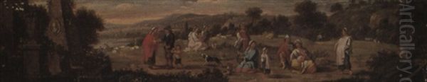 Gypsies In A Clearing By Classical Ruins - view 1