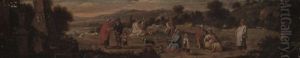 Gypsies In A Clearing By Classical Ruins by Peeter van Bredael