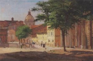 Parti Fra Een Piazza Nedenfor Monte Palatino by Niels (Anders) Bredal