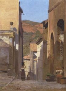 Parti Fra Tivoli Med Grontbod Og Kvinde Med Vandkrukke by Niels (Anders) Bredal
