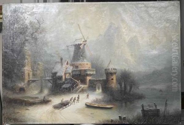 Winterlandschaft Mit Windmuhle - view 1