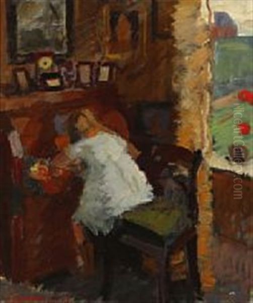 Girl Seated At The Desk - view 1