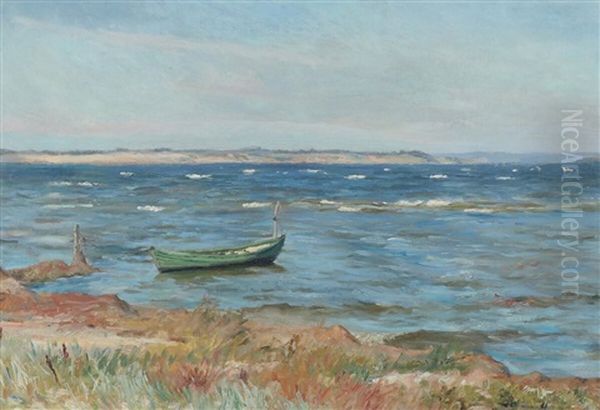 Beach Scene With Boat - view 1