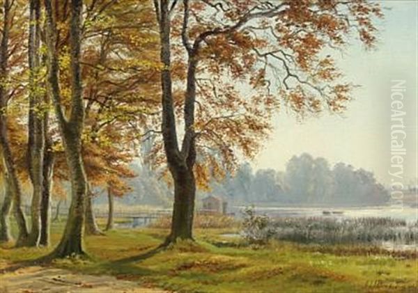 Autumn Scene By A Lake - view 1