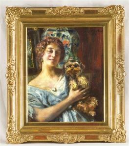Bildnis Einer Jungen Frau Mit Ihrem Hundchen Auf Dem Arm Bildnis Einer Jungen Frau Mit Ihrem Hundchen Auf Dem Arm
