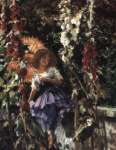 Zwischen Malven by Ferdinand Max Bredt