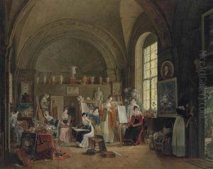 The Visit Of The Empress Marie Louise To The Studio Of Jan Frans Van Dael At The Sorbonne, Paris by Philippe-Jacques van Bree