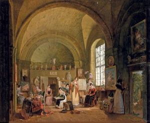 Vue De L'atelier De Ian Franz Van Dael A La Sorbonne by Philippe-Jacques van Bree