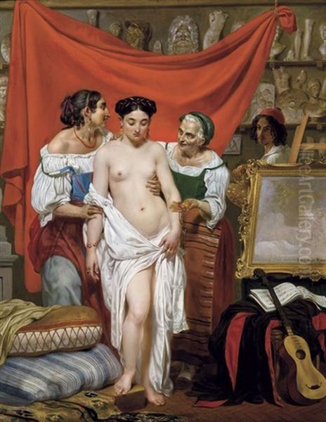 La Premiere Pose, Atelier De L'artiste A Rome - view 1