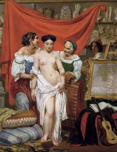 La Premiere Pose, Atelier De L'artiste A Rome by Philippe-Jacques van Bree