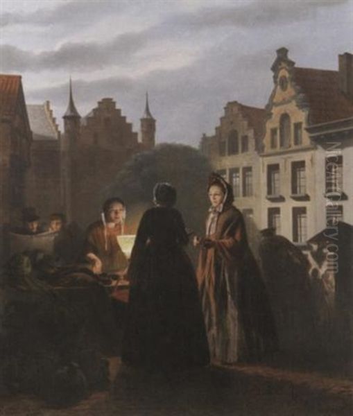 Nachtlicher Markt In Einer Flamischen Stadt - view 1