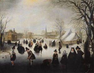Hollandische Winterlandschaft Mit Eislauferin Und Kolfspielerin Hollandische Winterlandschaft Mit Eislauferin Und Kolfspielerin