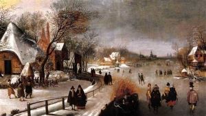 A Winter Landscape With Elegant Figures Skating And Playing Kolf On A Frozen River, A Townscape Beyond