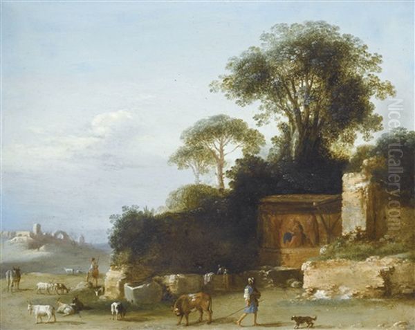Paysage Avec Pasteur Et Troupeau - view 1