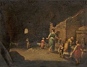Italienskt Ruinlandskap Med Figurer by Bartholomeus Breenbergh