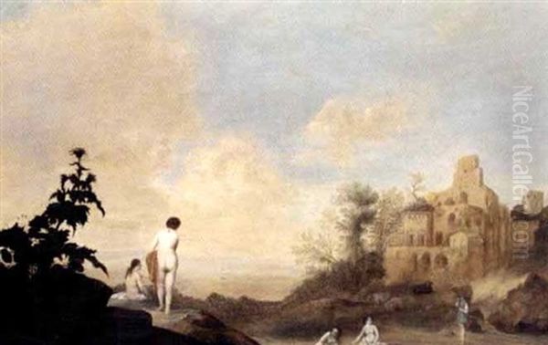 Italianate Landscape With Nymphs Bathing - view 1