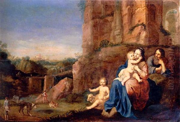 The Holy Family And The Infant Saint John The Baptist In A Landscape - view 1