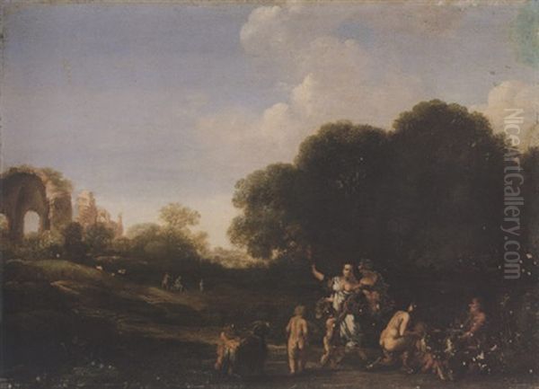 Classical Landscape With Nymphs And The Goat "amalthea" Being Suckled By The Infant Jupiter, The Temple Of Minerva Medica Beyond - view 1