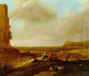 Weite Dunenlandschaft Mit Hirten Vor Einer Ruine Weite Dunenlandschaft Mit Hirten Vor Einer Ruine