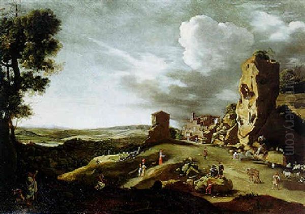 An Extensive Landscape With A View Of Bomarzo - view 1