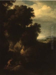 Wooded Landscape With Hunters by Bartholomeus Breenbergh