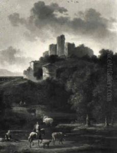Fluslandschaft Mit Einer Burgruine by Bartholomeus Breenbergh