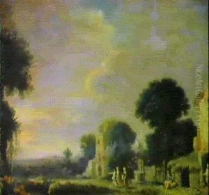 Paesaggio Con Ruderi E Figure by Bartholomeus Breenbergh