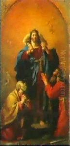 Le Christ Et Bon Pasteur Entre Saint Pierre Et Saint Paul by Bartholomeus Breenbergh