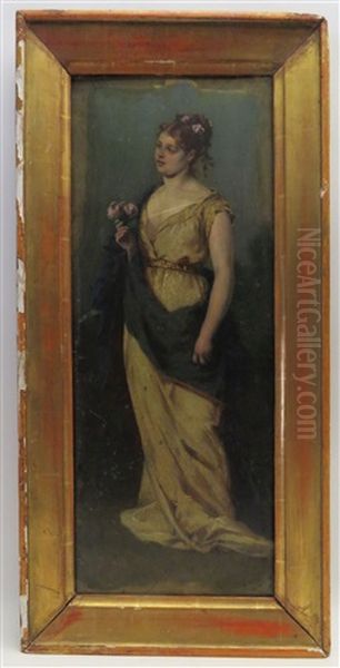 Dame In Robe Mit Blumen - view 1