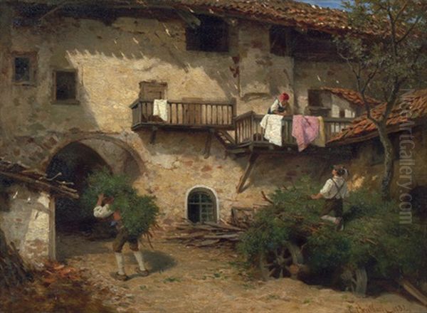 Junge Bauern Bei Der Arbeit Auf Dem Hof - view 1