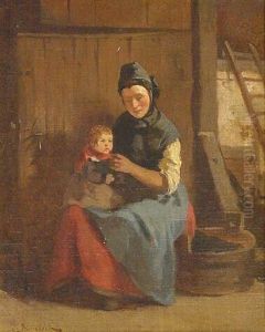 Junge Mutter Mit Ihrem Kleinkind by Karl Breitbach