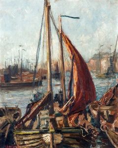 Vissersboten In De Scheveningse Haven by Carl August Breitenstein