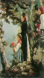 Schweizisk Bondefamilie Pa Vejtil Barnedab by Ernst Breitenstein