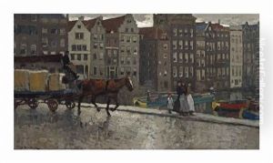 Damrak, Vrachtwagen: On The Nieuwe Brug With The Damrak Beyond, Amsterdam by George Hendrik Breitner