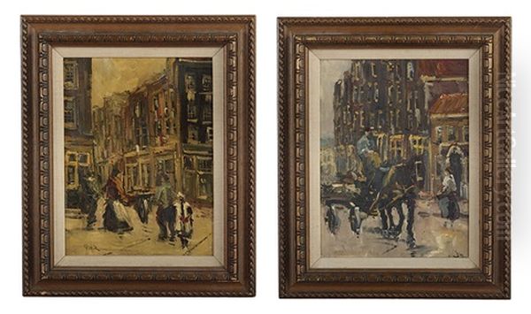 Dutch Street Scenes (pair) - view 1